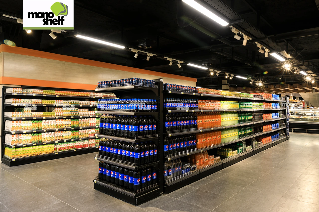 supermarket Shelving System - Turnkey Solution, Design and Decoration, Shelving System, Refrigeration System, Lighting, Trolley, Check-out