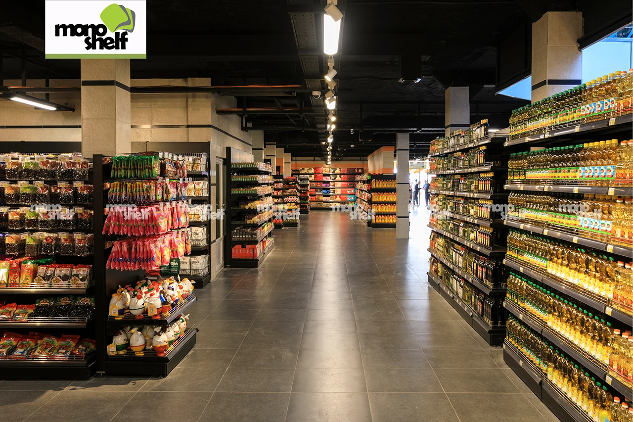 supermarket Shelving System - Turnkey Solution, Design and Decoration, Shelving System, Refrigeration System, Lighting, Trolley, Check-out
